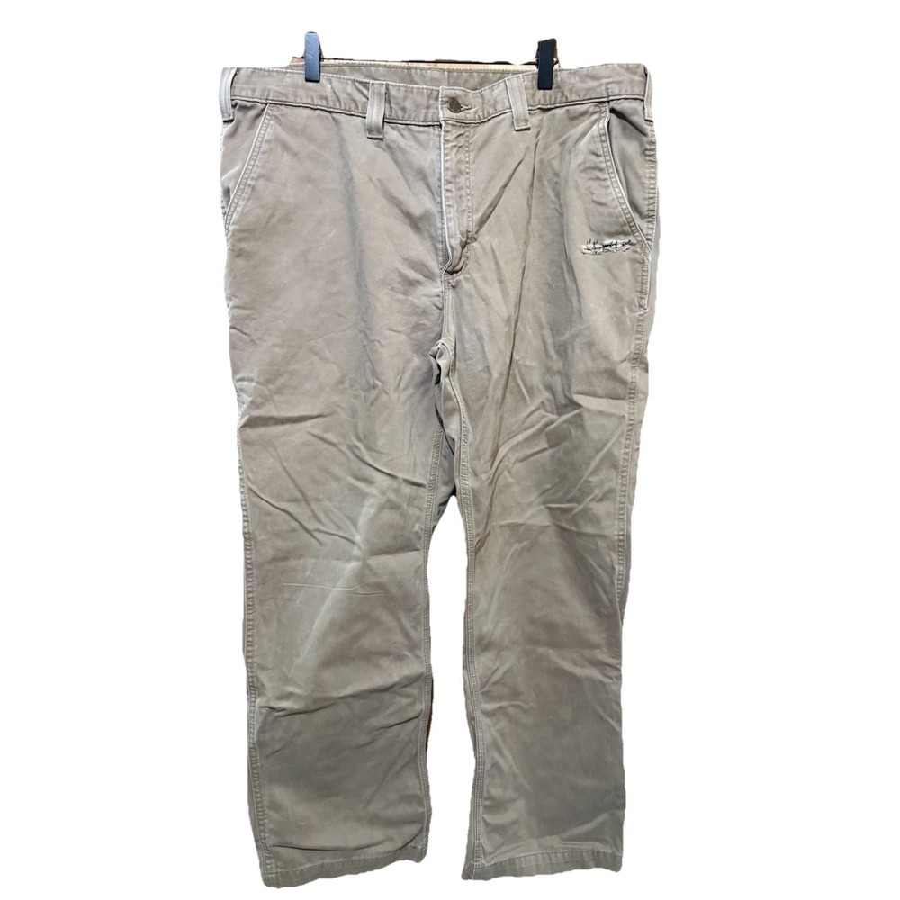 Carhartt Pants Mens 40x30 Beige Relaxed Fit Pants Repaired